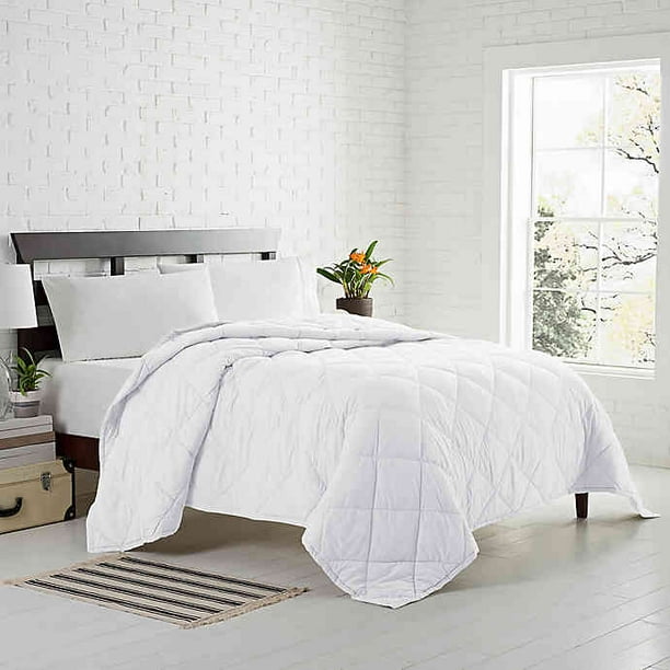 Queen Blanket in White Garment Washed Down Alternative Quilted Full